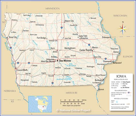 Map of Iowa with Cities